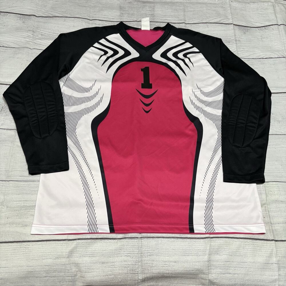 High Five Adult Size Large Goalie Jersey Padded Sleeves Soccer Jersey Pink Black